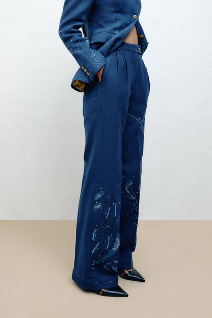 Embroidered Straight-leg Trousers