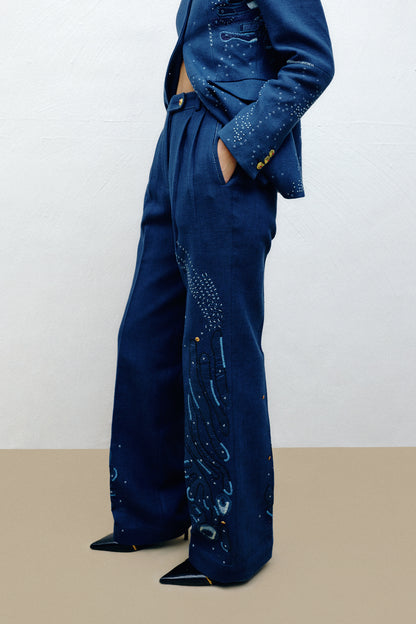 Embroidered Straight-leg Trousers