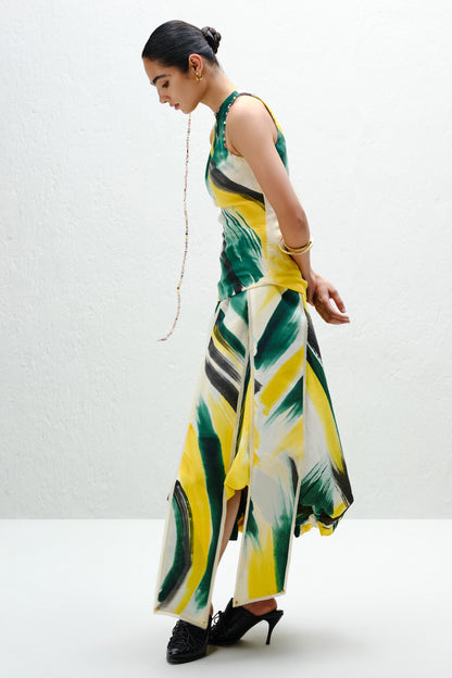 Green Asymmetric Balloon Skirt