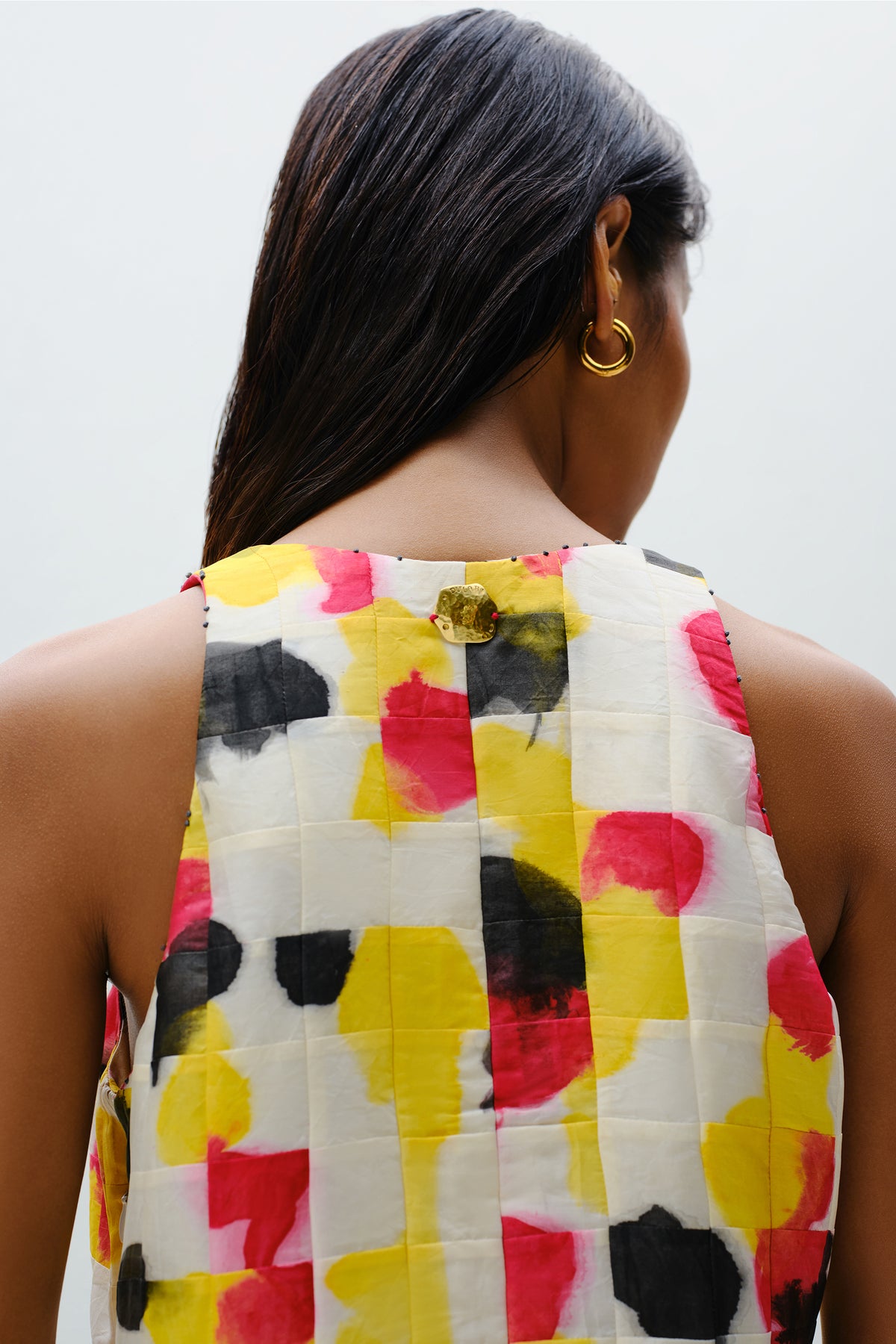 Grid Pintuck Slip Dress