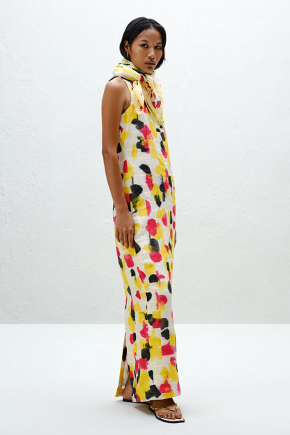 Grid Pintuck Slip Dress