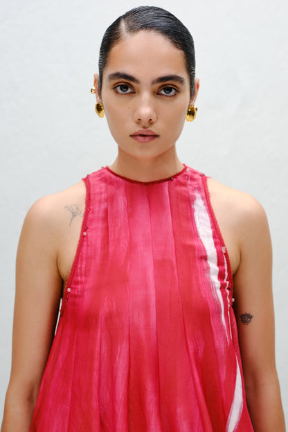 Hand-Painted Red Balloon Dress