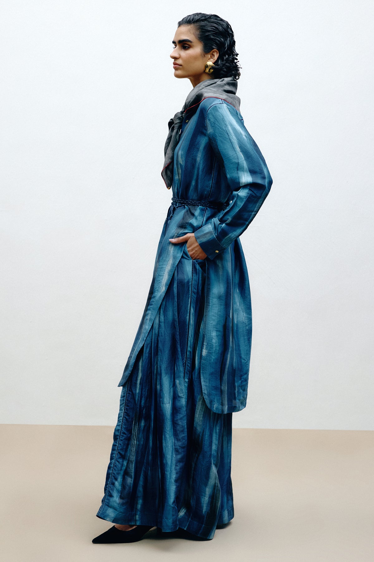 Hand-Painted Silk Long Shirt