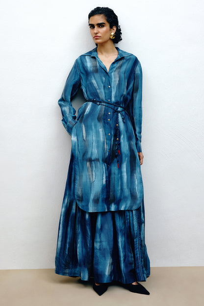 Hand-Painted Silk Long Shirt