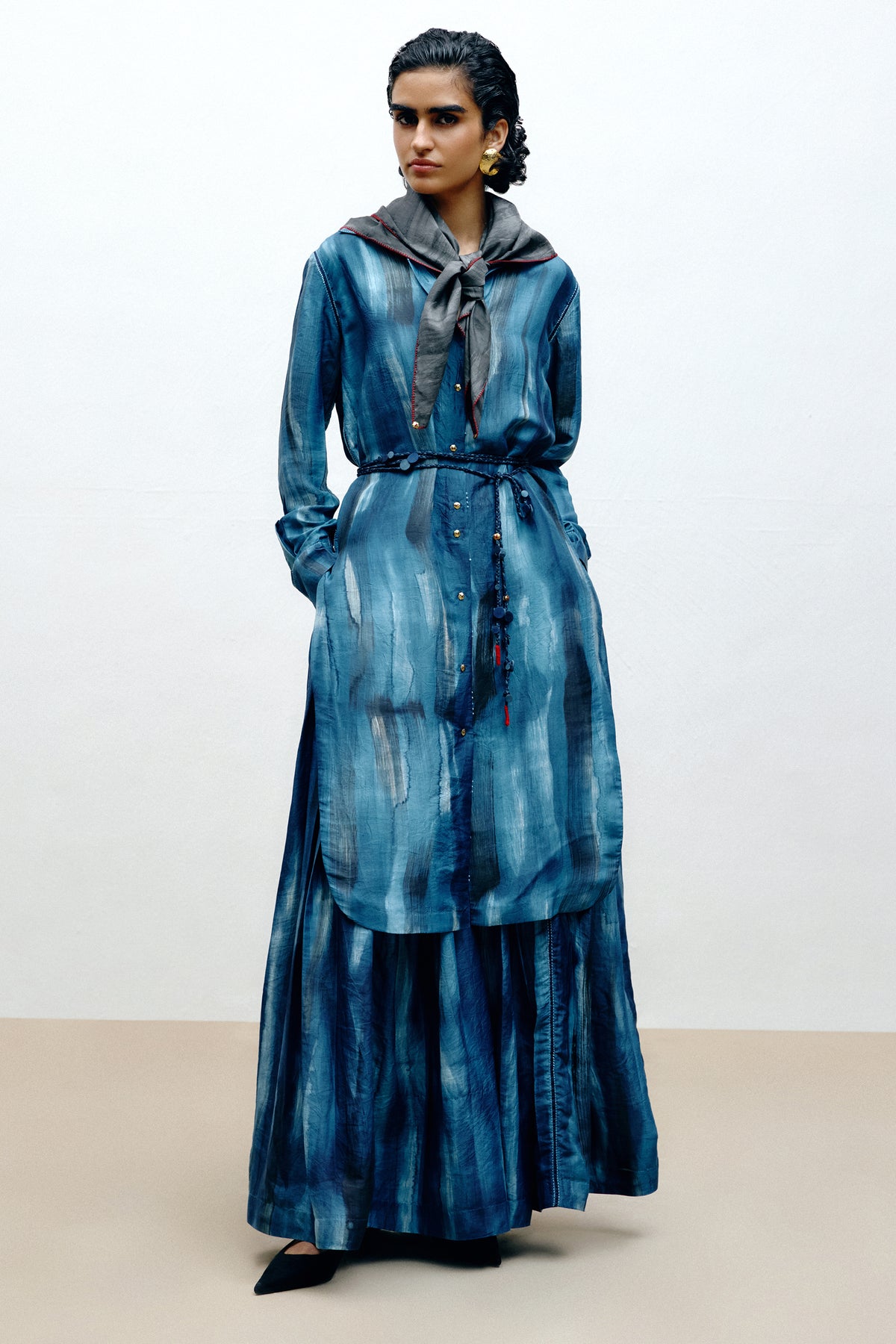 Hand-Painted Silk Long Shirt
