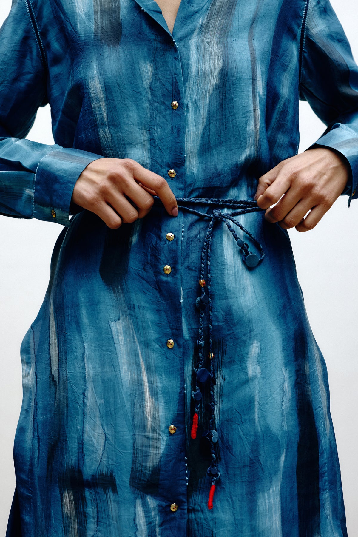 Hand-Painted Silk Long Shirt