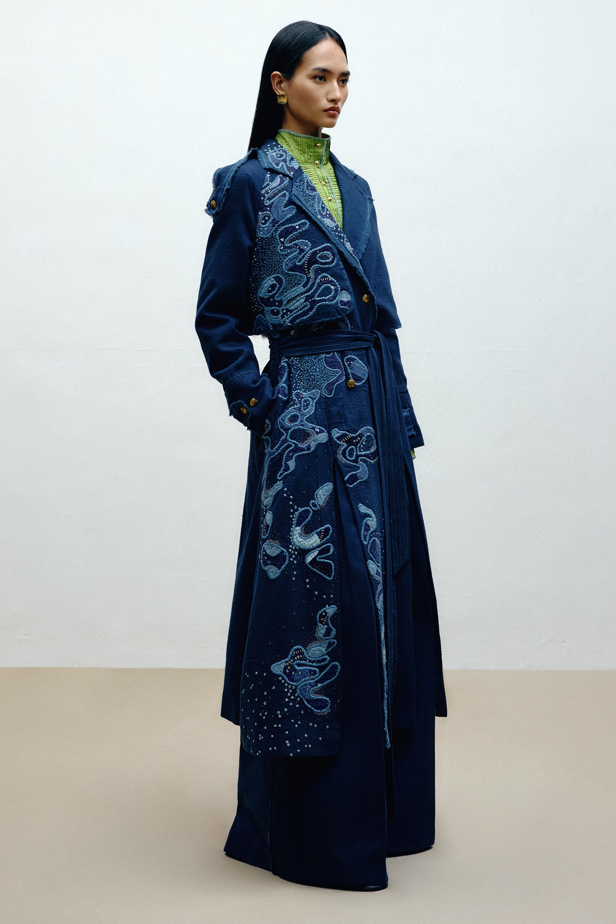 Hand Embroidered Trench Coat