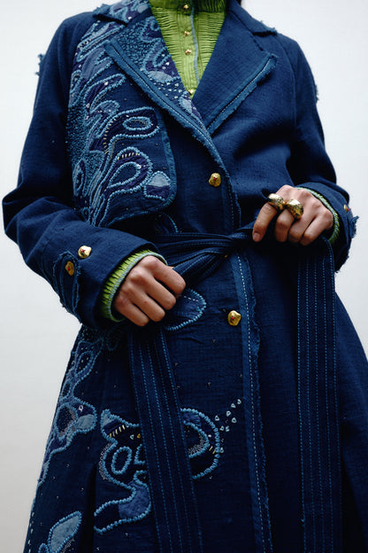 Hand Embroidered Trench Coat
