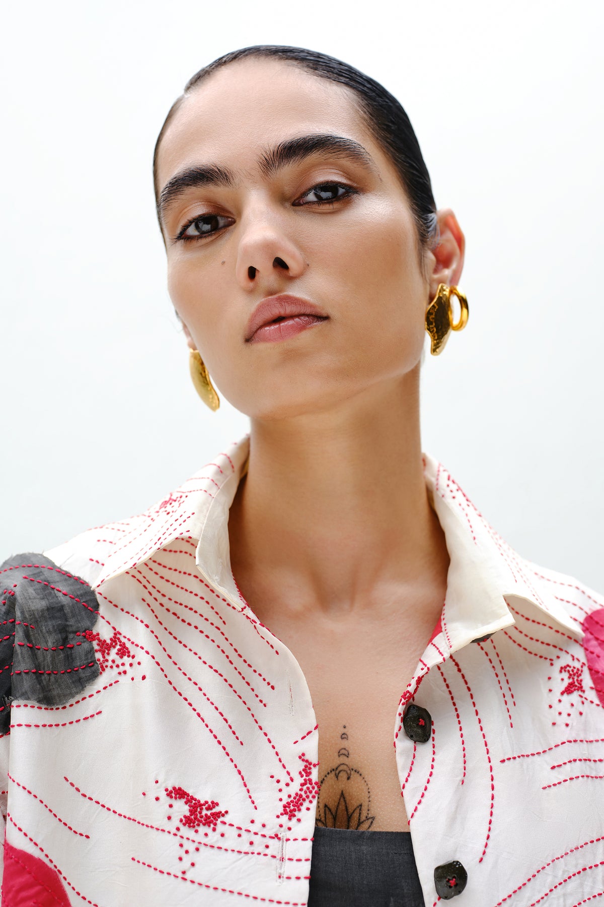 Patch-Line Embroidered Shirt