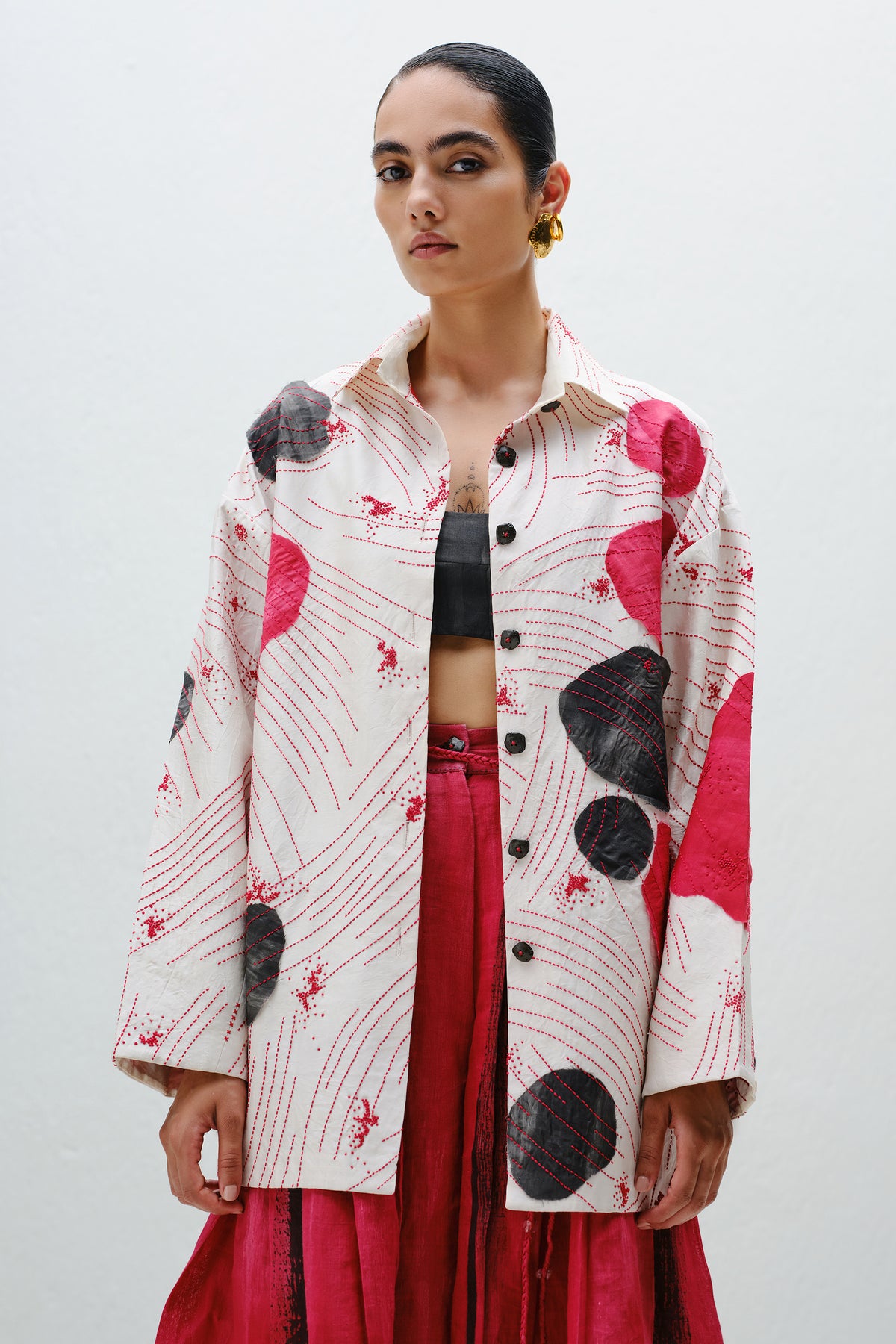 Patch-Line Embroidered Shirt