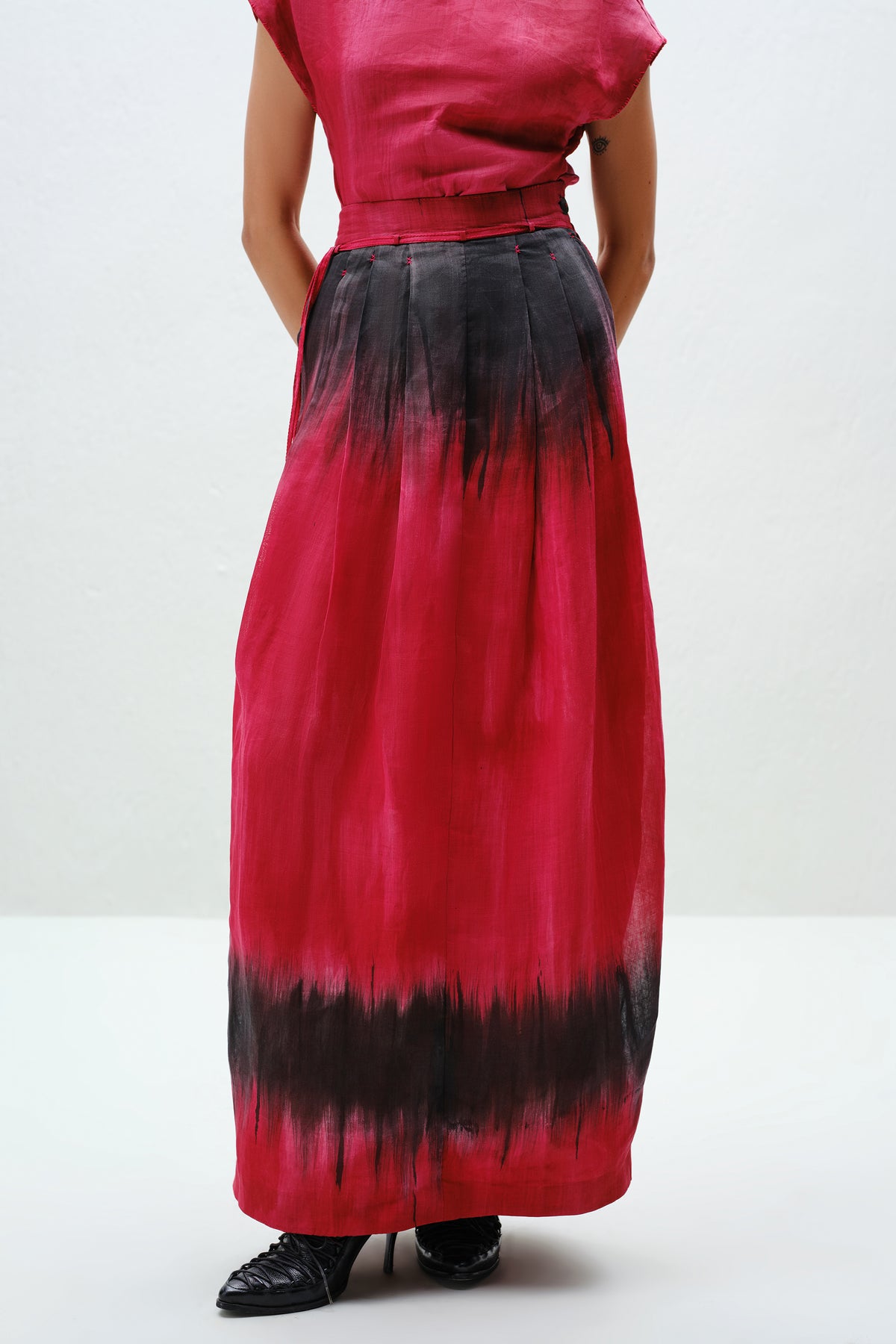 Red Pleat Skirt