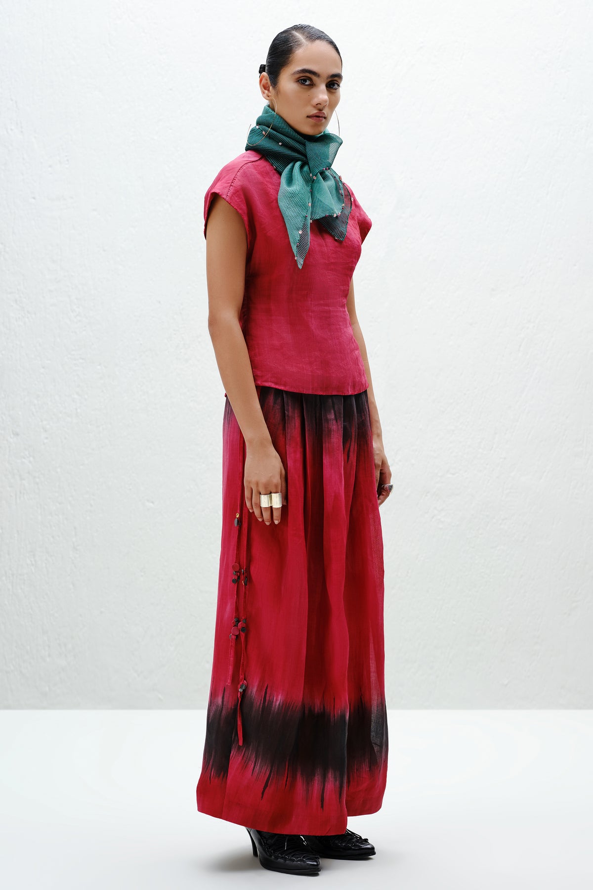 Red Pleat Skirt