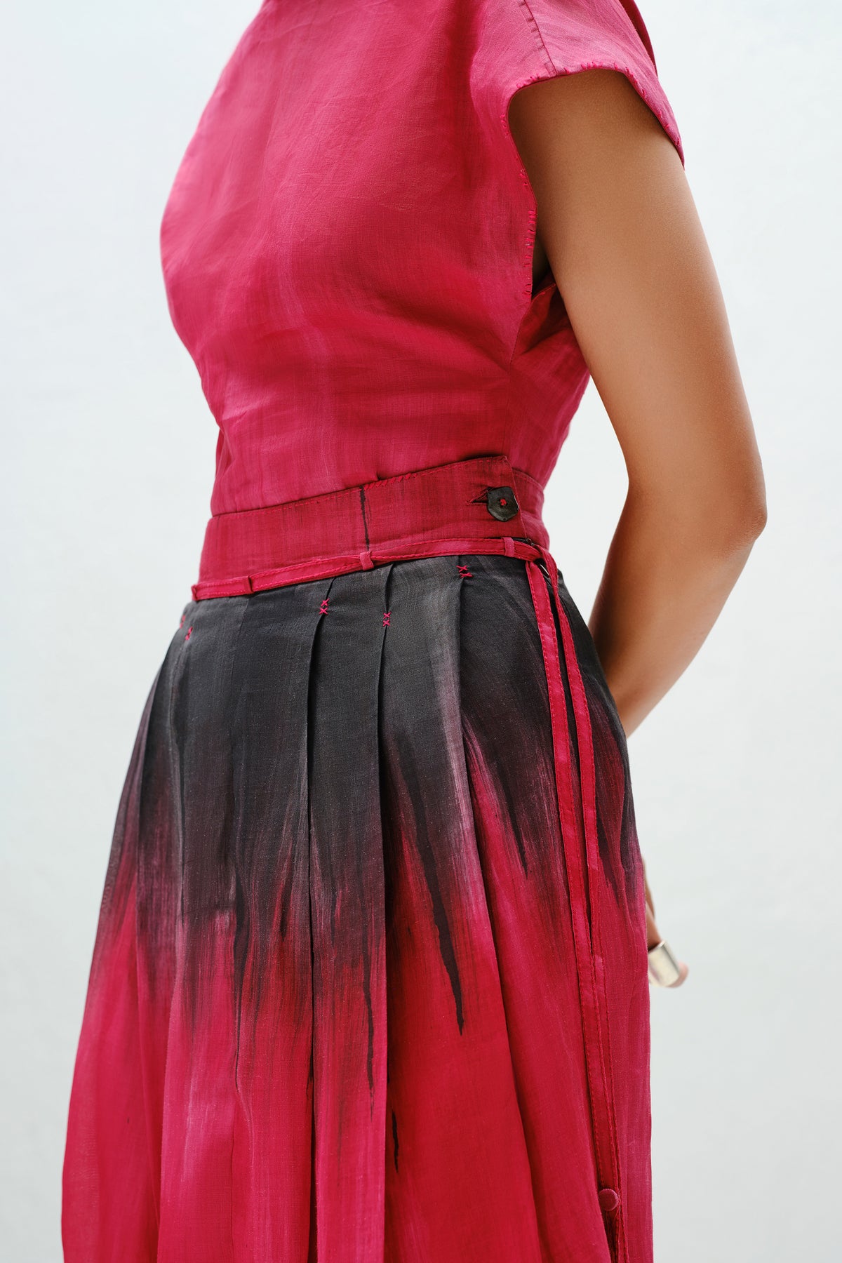 Red Pleat Skirt
