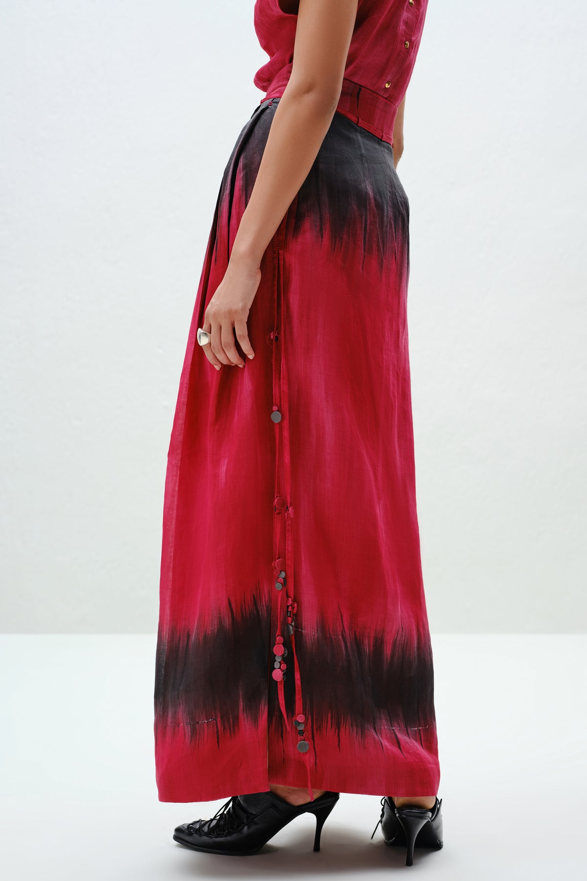Red Pleat Skirt