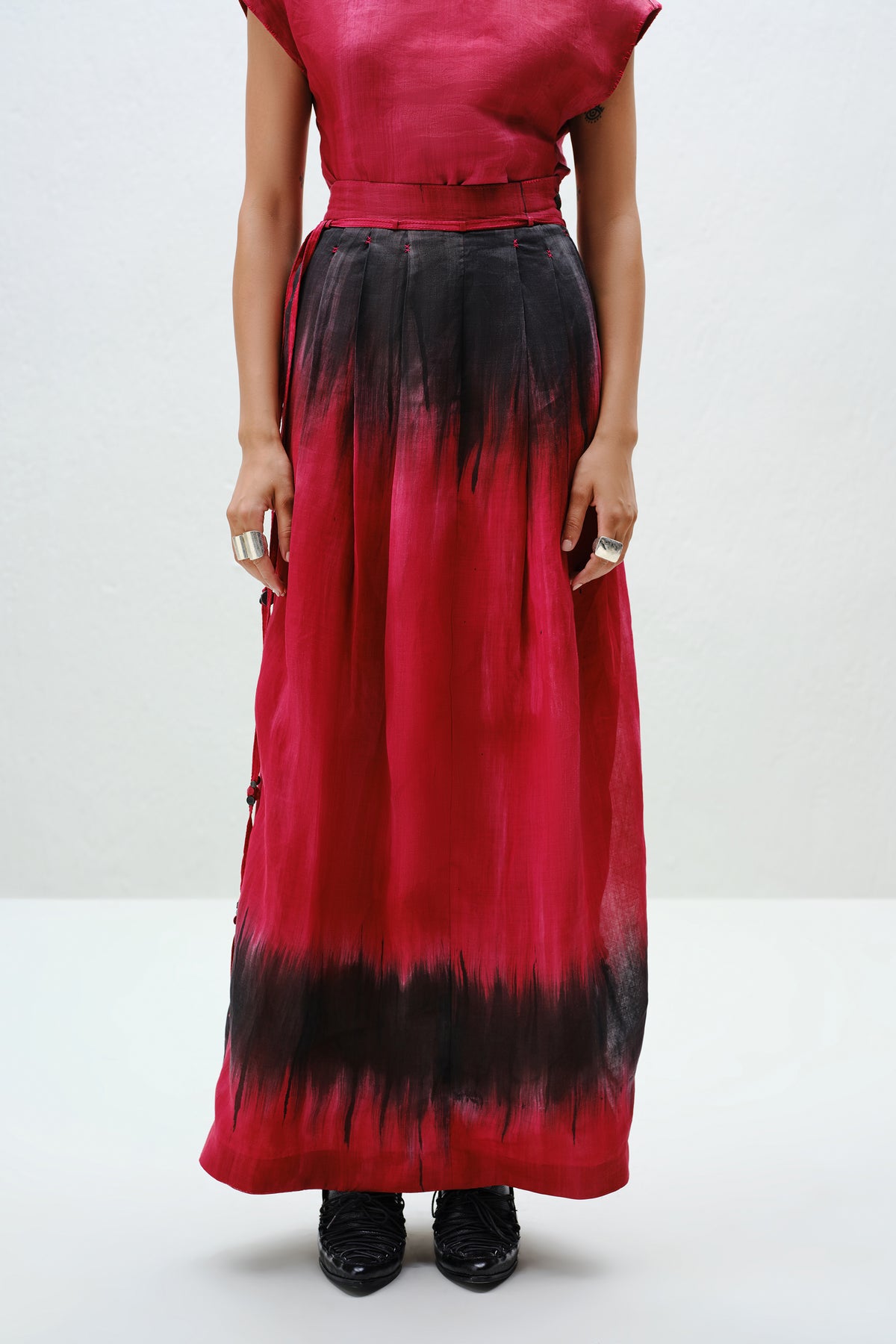 Red Pleat Skirt