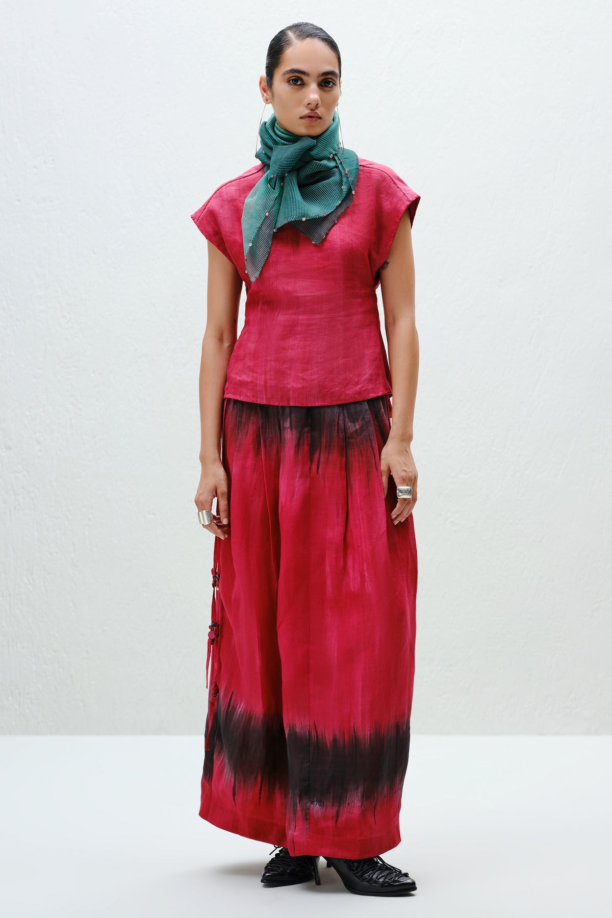 Red Pleat Skirt