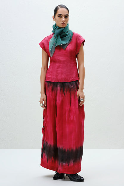 Red Pleat Skirt