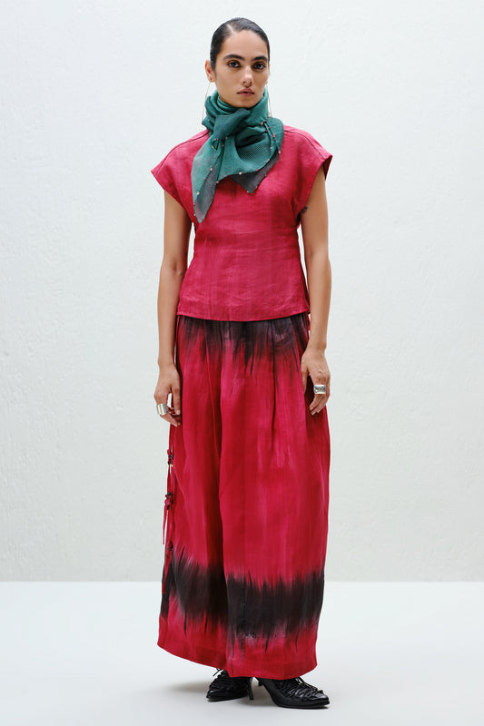 Red Pleat Skirt