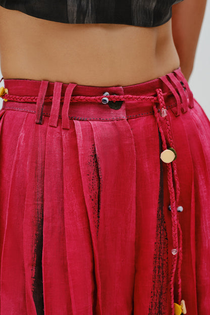 Red Pleated Culottes
