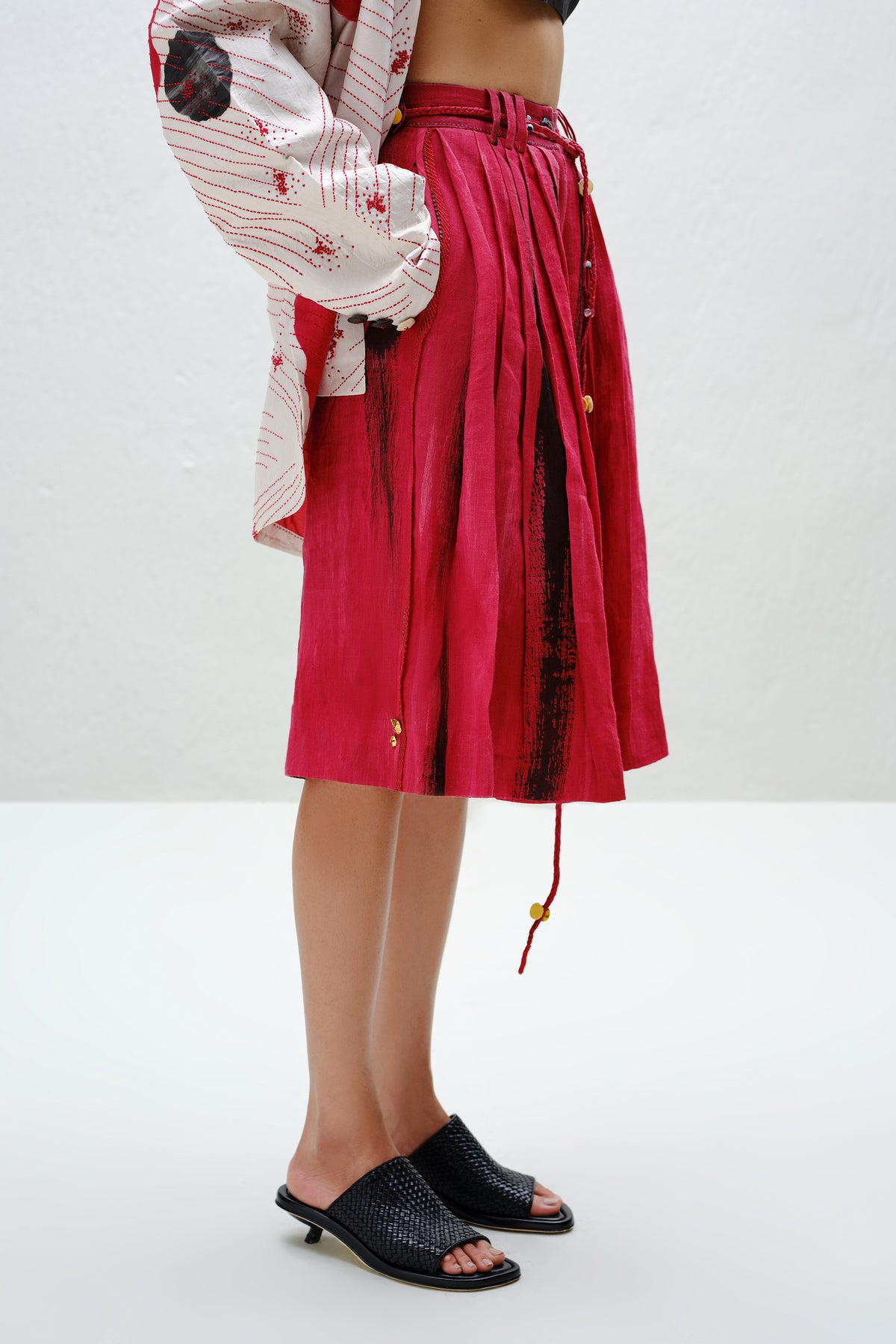 Red Pleated Culottes