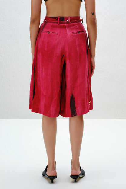 Red Pleated Culottes
