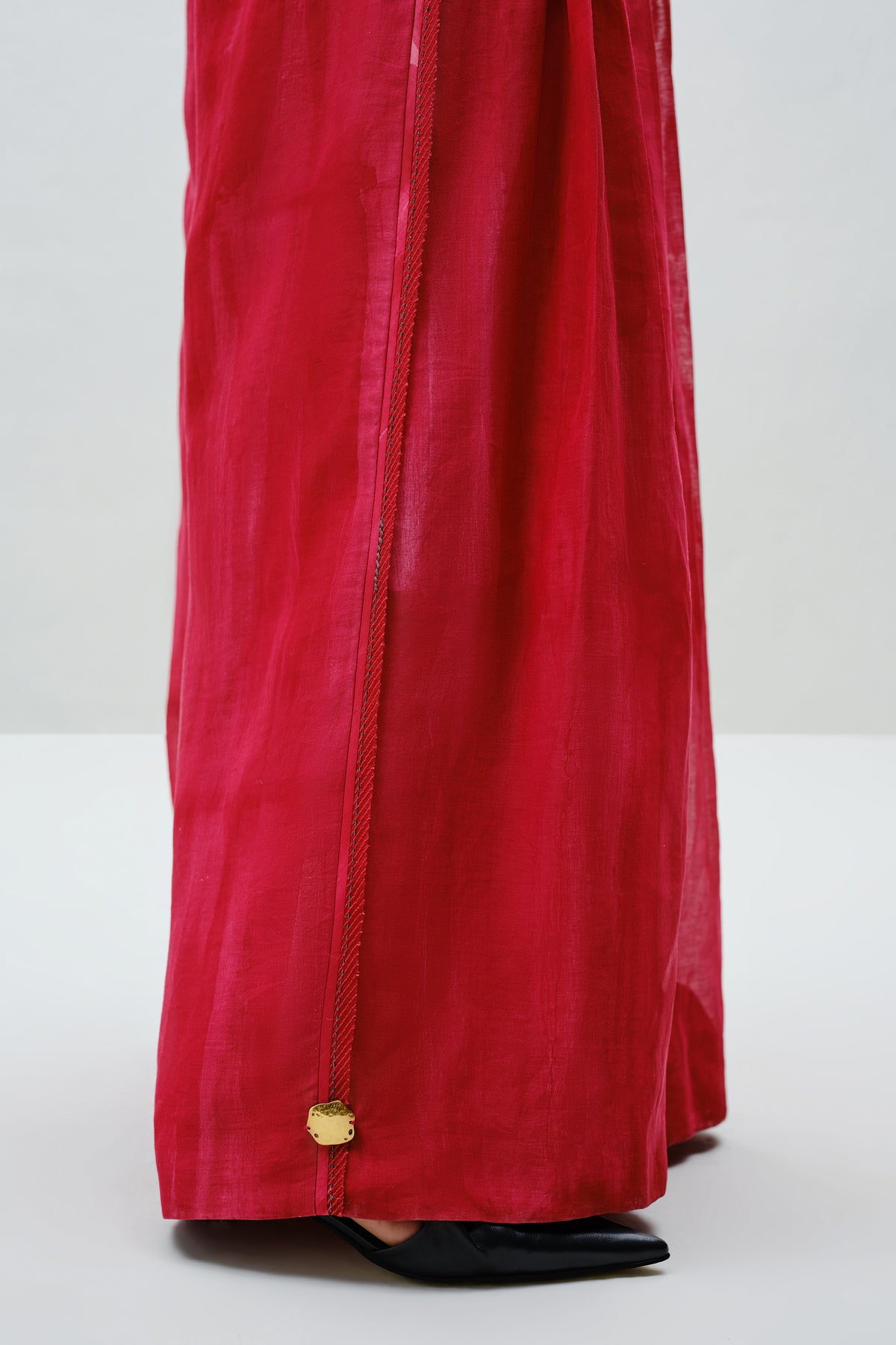Red Pleated Silk Pants