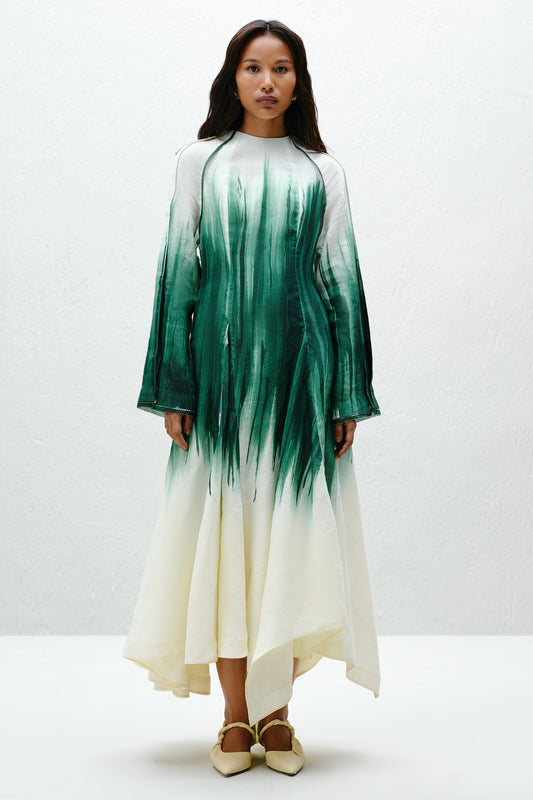 Teal Godet Dress