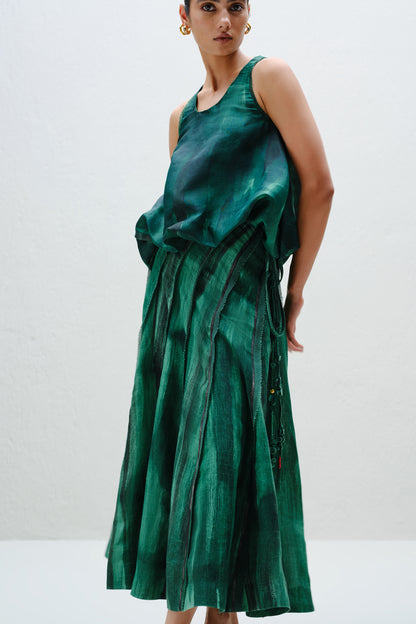 Teal Seamless Panel Skirt