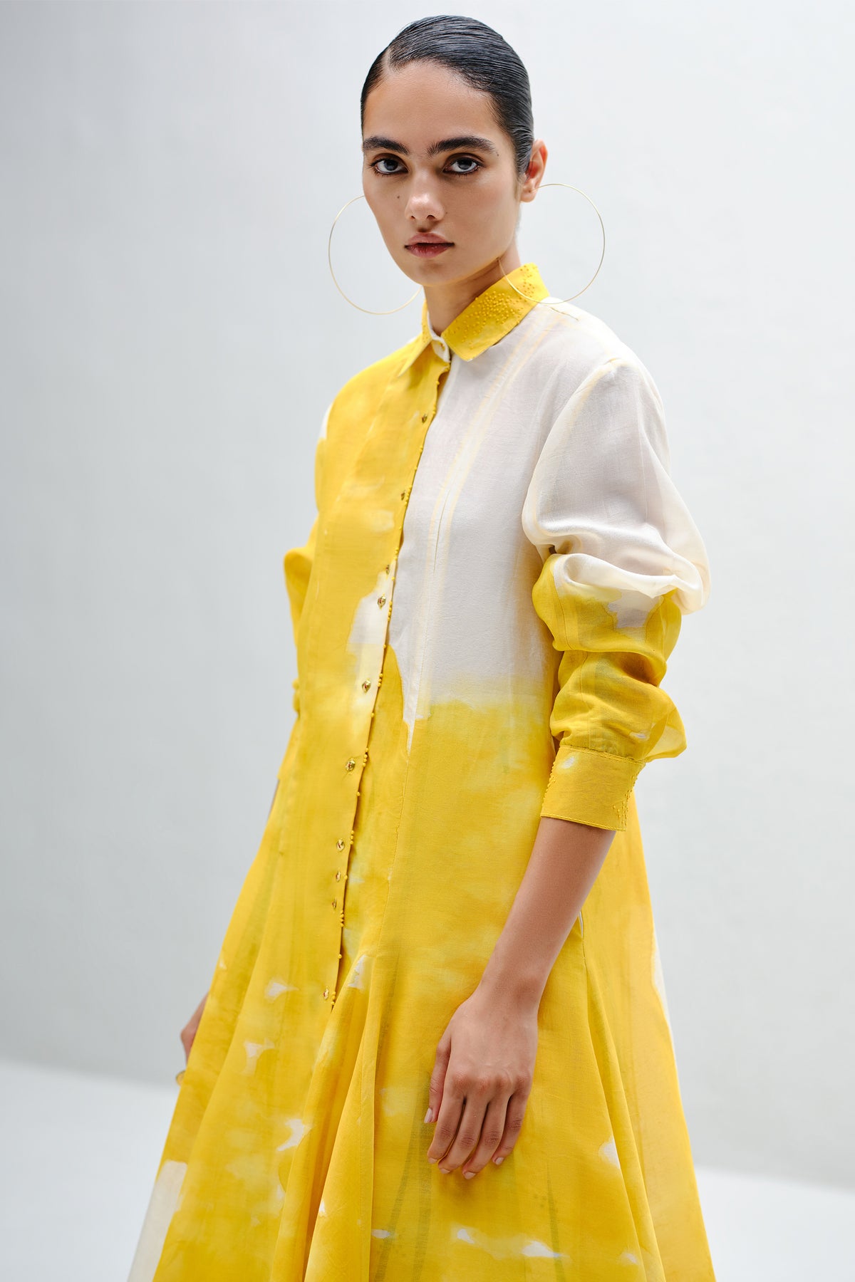 Yellow Panelled Long Shirt