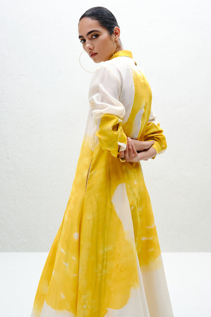 Yellow Panelled Long Shirt