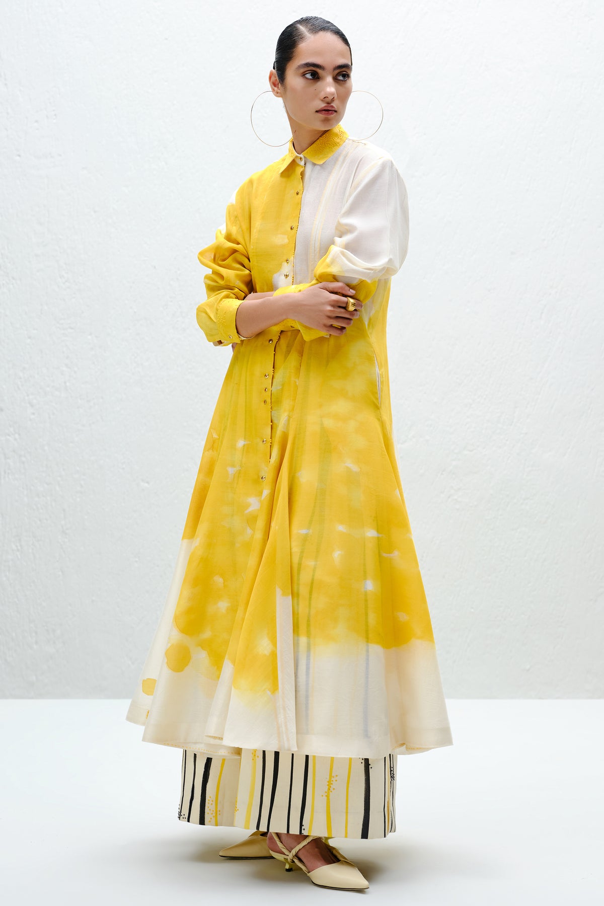 Yellow Panelled Long Shirt