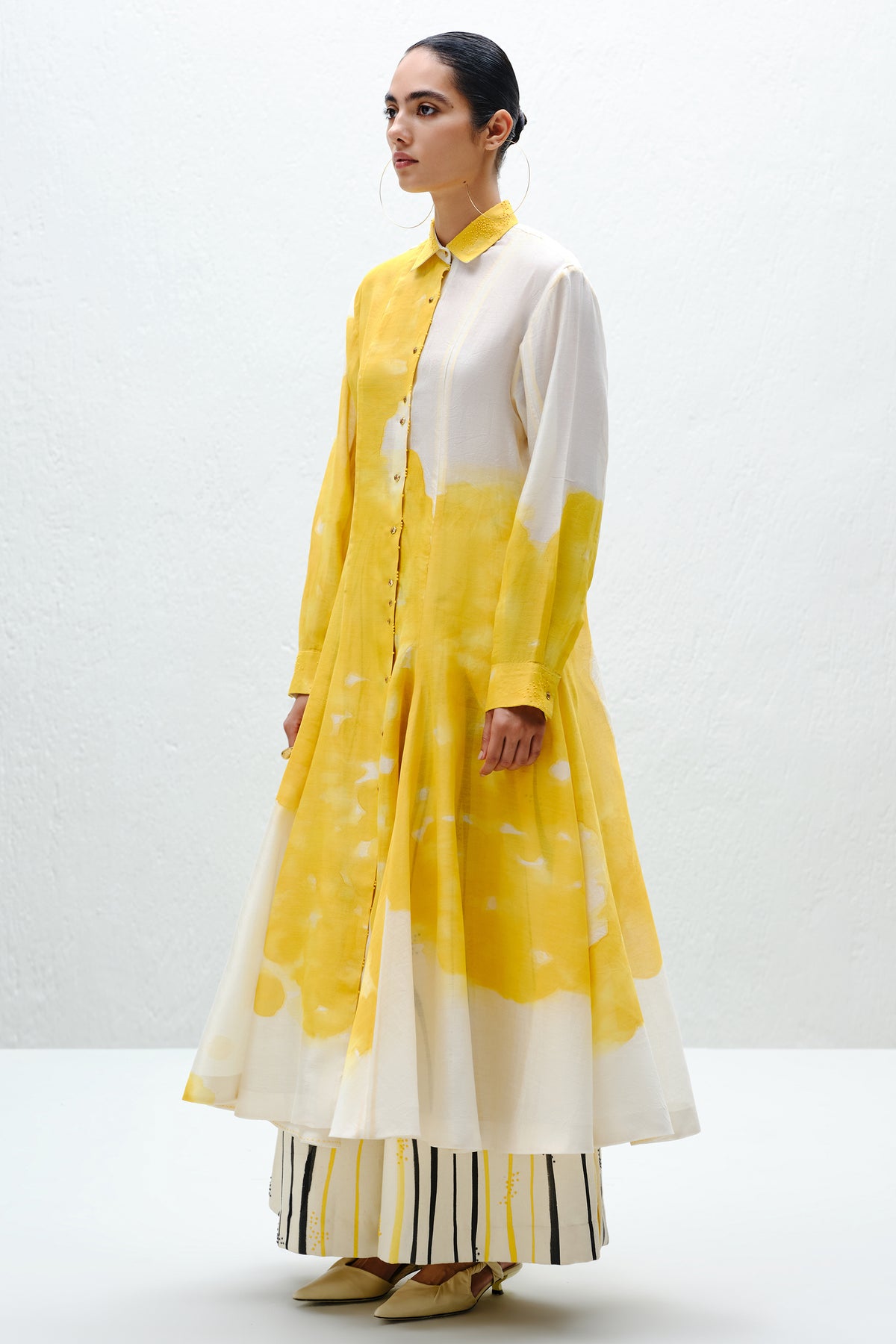 Yellow Panelled Long Shirt