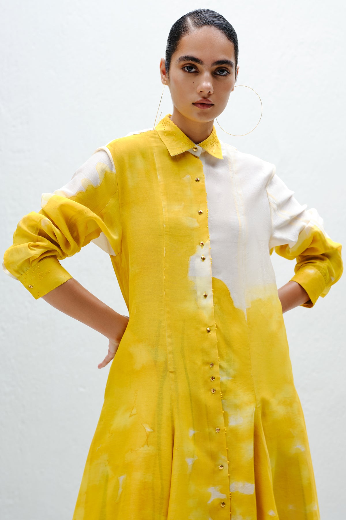 Yellow Panelled Long Shirt