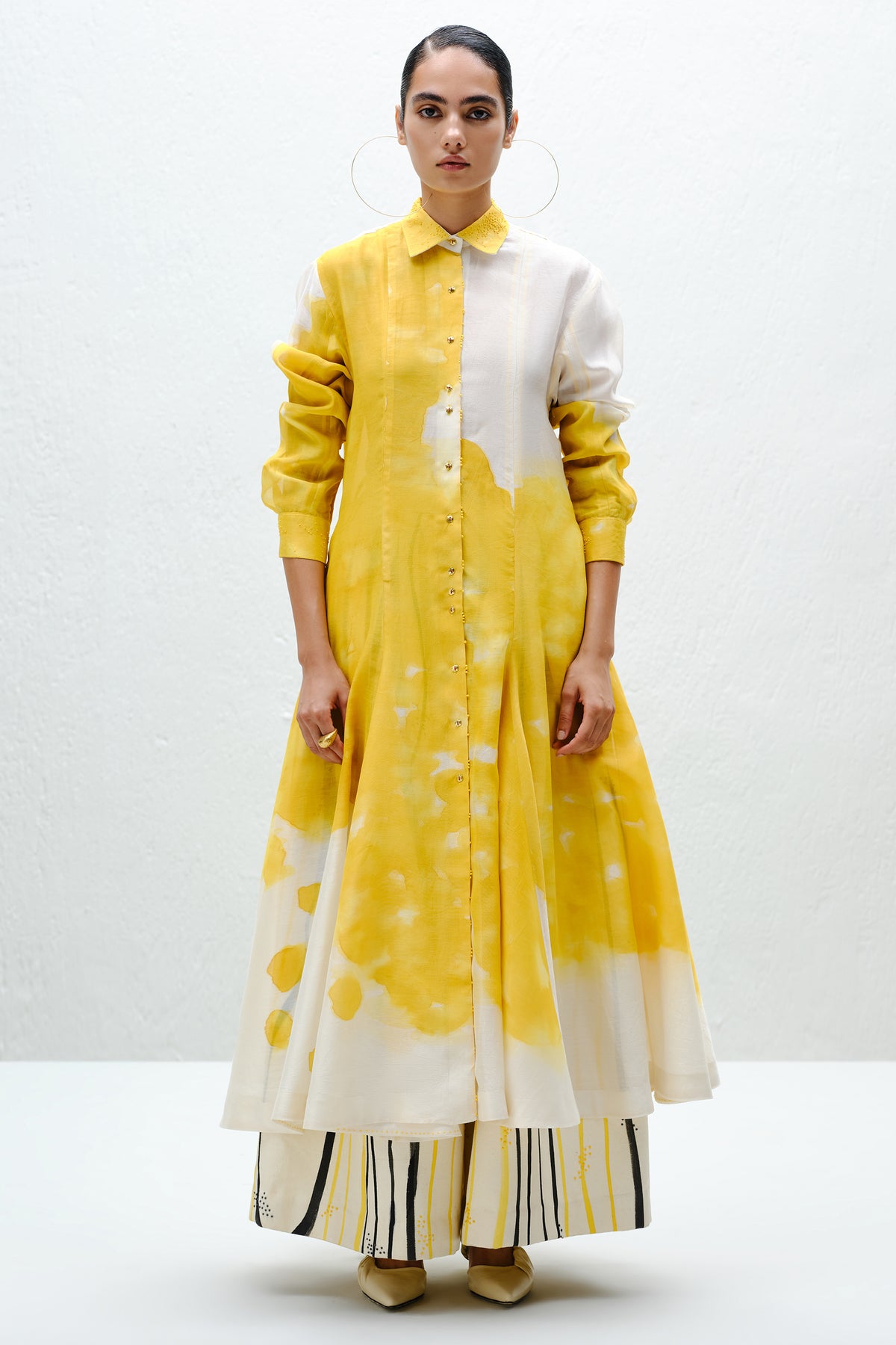 Yellow Panelled Long Shirt
