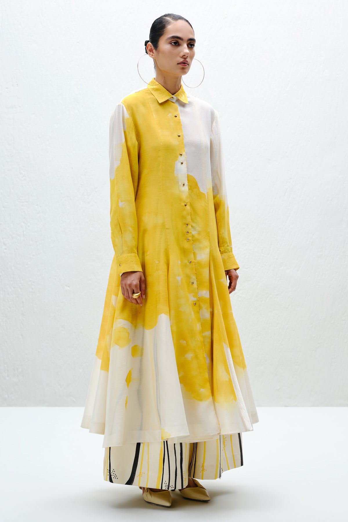 Yellow Panelled Long Shirt