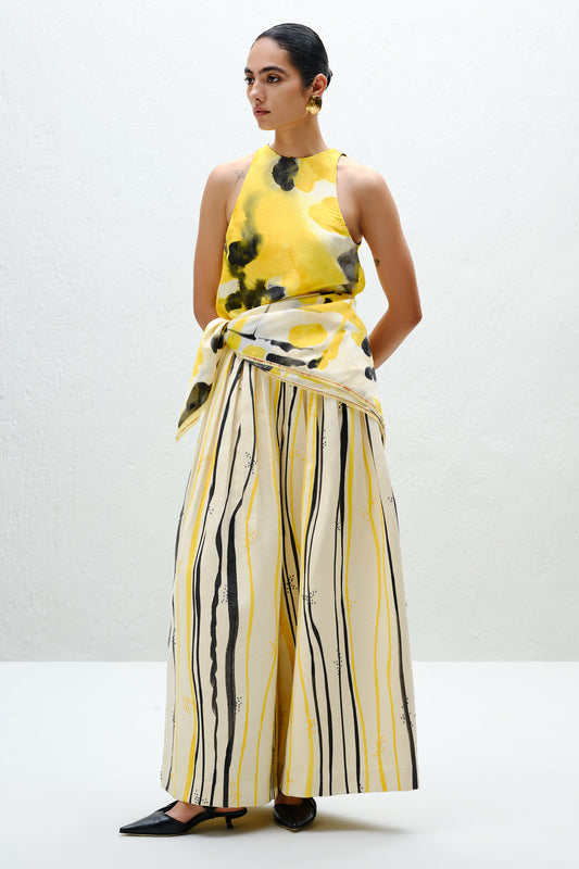 Yellow Wide-Leg Trouser