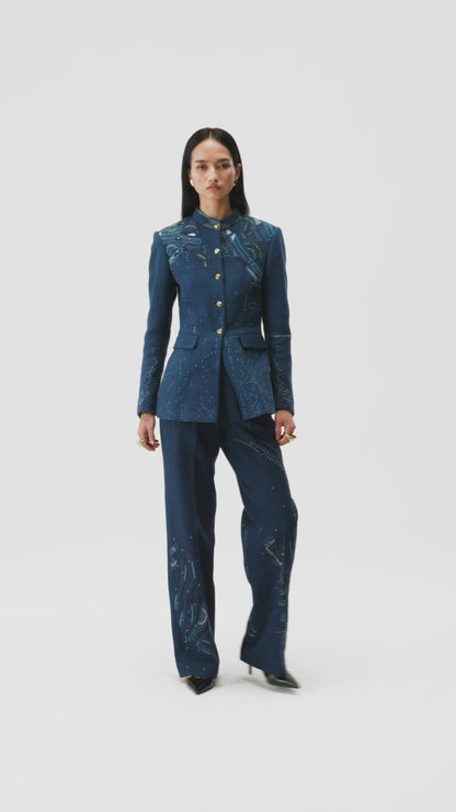 Embroidered Straight-leg Trousers