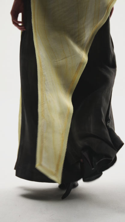 Charcoal Pleated Silk Pants