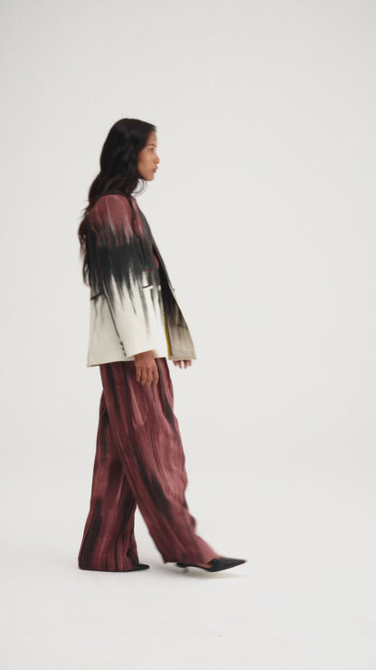 Brown Wide-Leg Linen Trouser