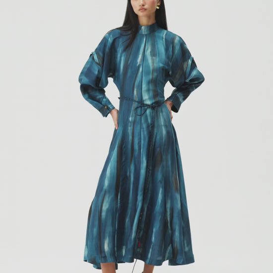 Contemporary luxury silk dress rooted in artisan craft by Dulari