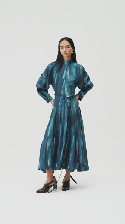 Contemporary luxury silk dress rooted in artisan craft by Dulari