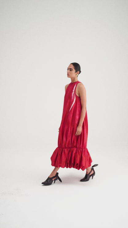 Hand-Painted Red Balloon Dress