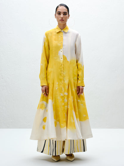 Yellow Panelled Long Shirt