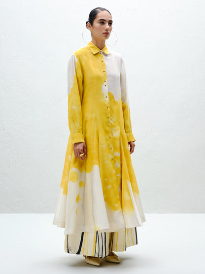 Yellow Panelled Long Shirt