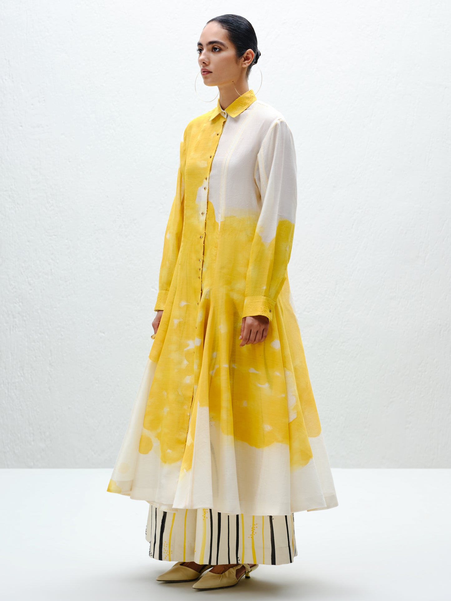 Yellow Panelled Long Shirt