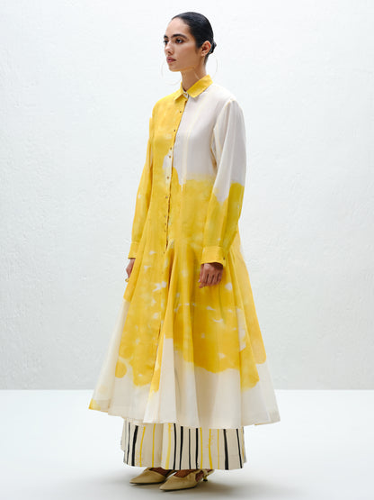 Yellow Panelled Long Shirt