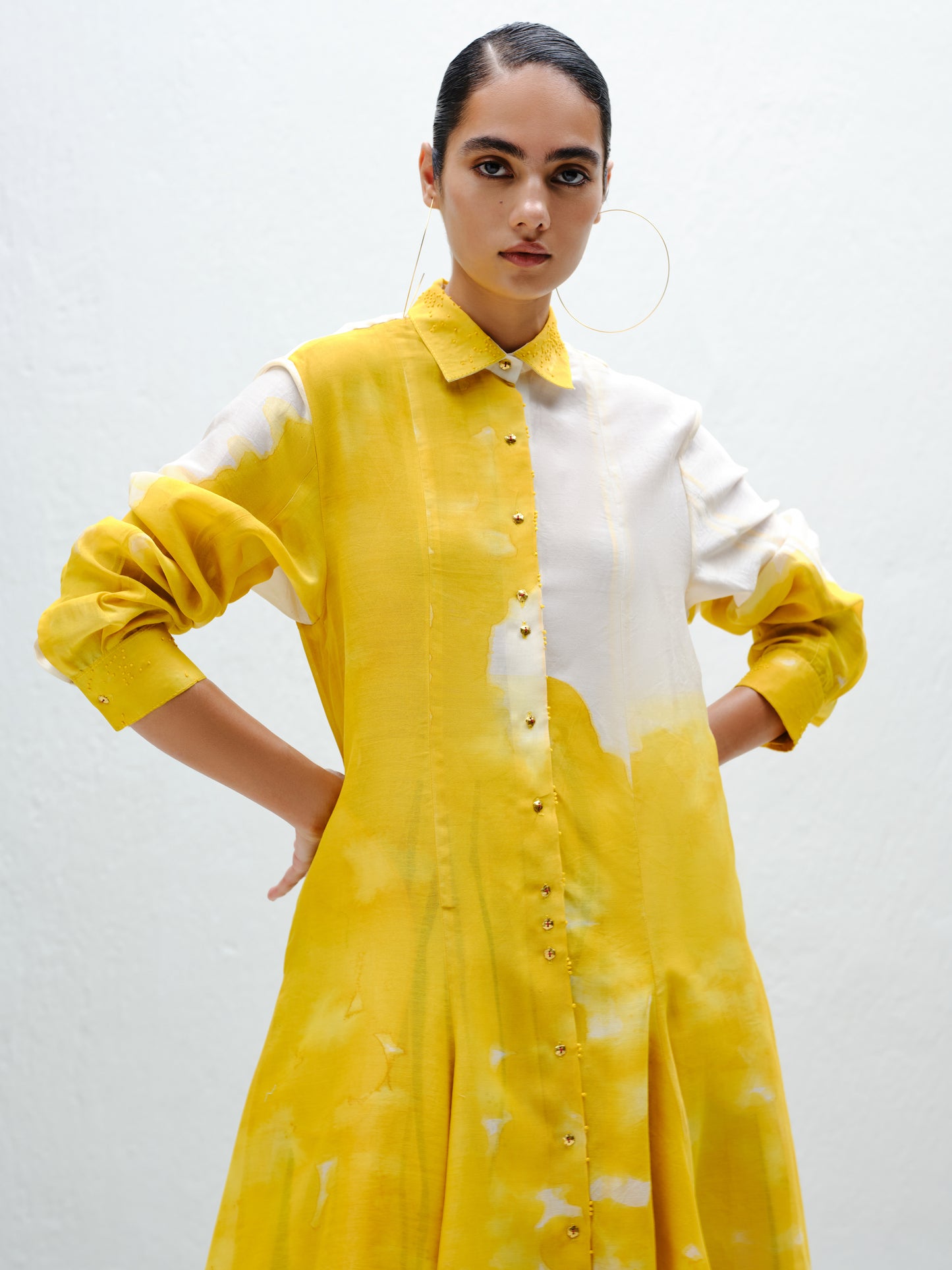 Yellow Panelled Long Shirt