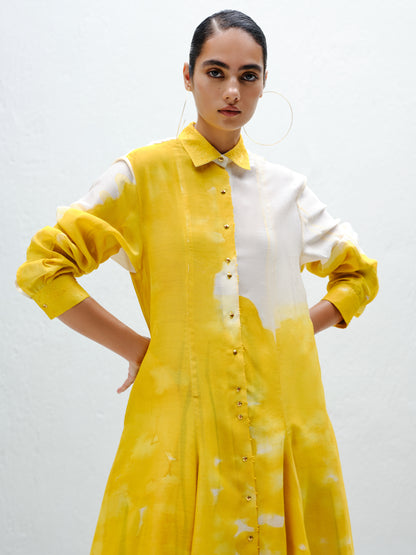 Yellow Panelled Long Shirt